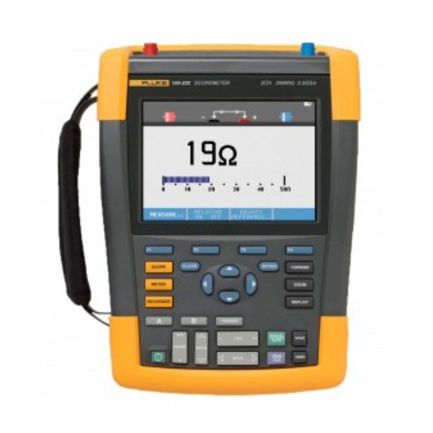 Fluke 190-202 portable ScopeMeter oscilloscope with 2 channels and 200MHz bandwidth, designed for rugged industrial environments and field diagnostics.