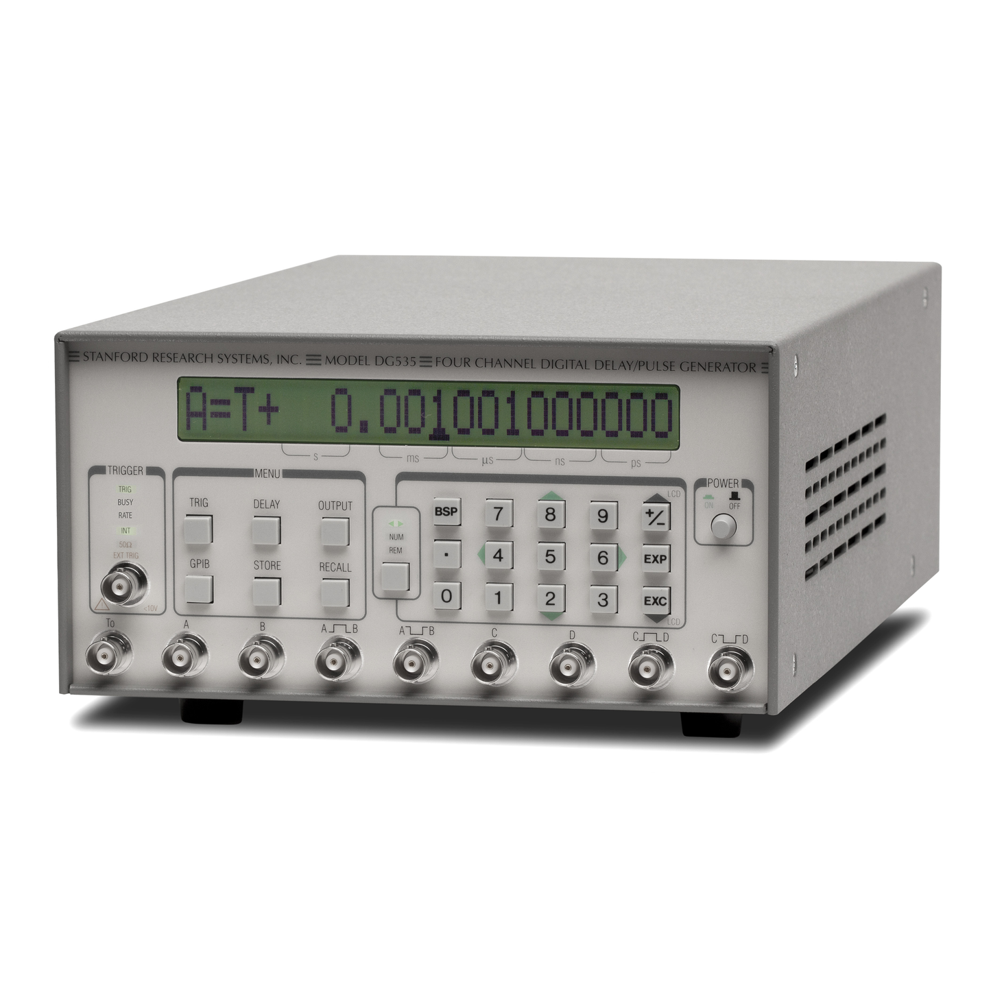 Stanford Research Systems DG535 digital delay generator for high-precision laboratory timing control.