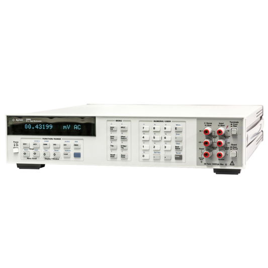 Image of the Agilent 3458A high-precision digital multimeter, designed for calibration and metrology applications.