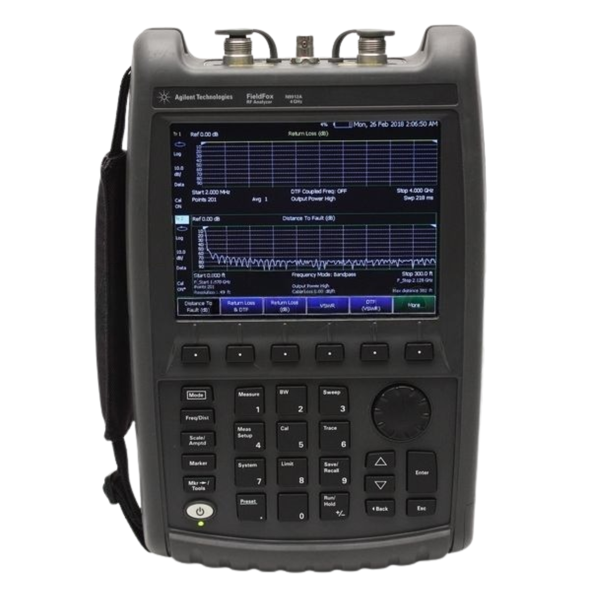 Agilent FieldFox N9912A handheld spectrum analyzer for RF and microwave field testing.