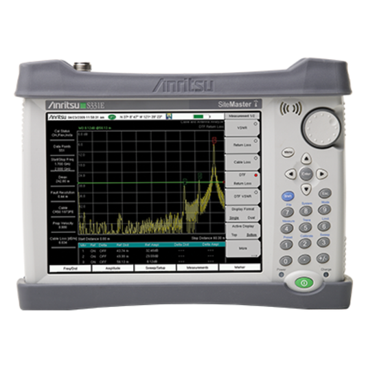 Anritsu S331E Site Master handheld cable and antenna analyzer for RF line sweep testing.