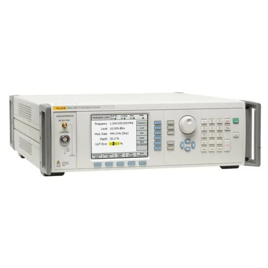 Fluke 9640A-50 RF reference source for precision frequency and RF calibration in laboratory environments.