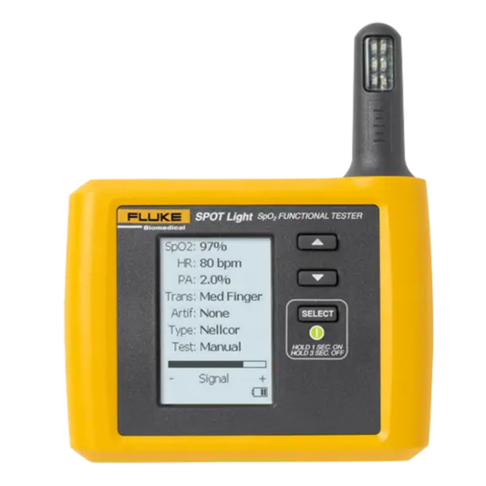 Fluke Biomedical SPOT Light SpO2 functional tester for professional pulse oximeter and oxygen saturation sensor testing.