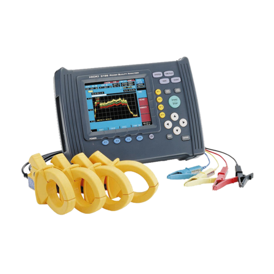 HIOKI 3196 power quality analyzer for electrical power monitoring and harmonic analysis.