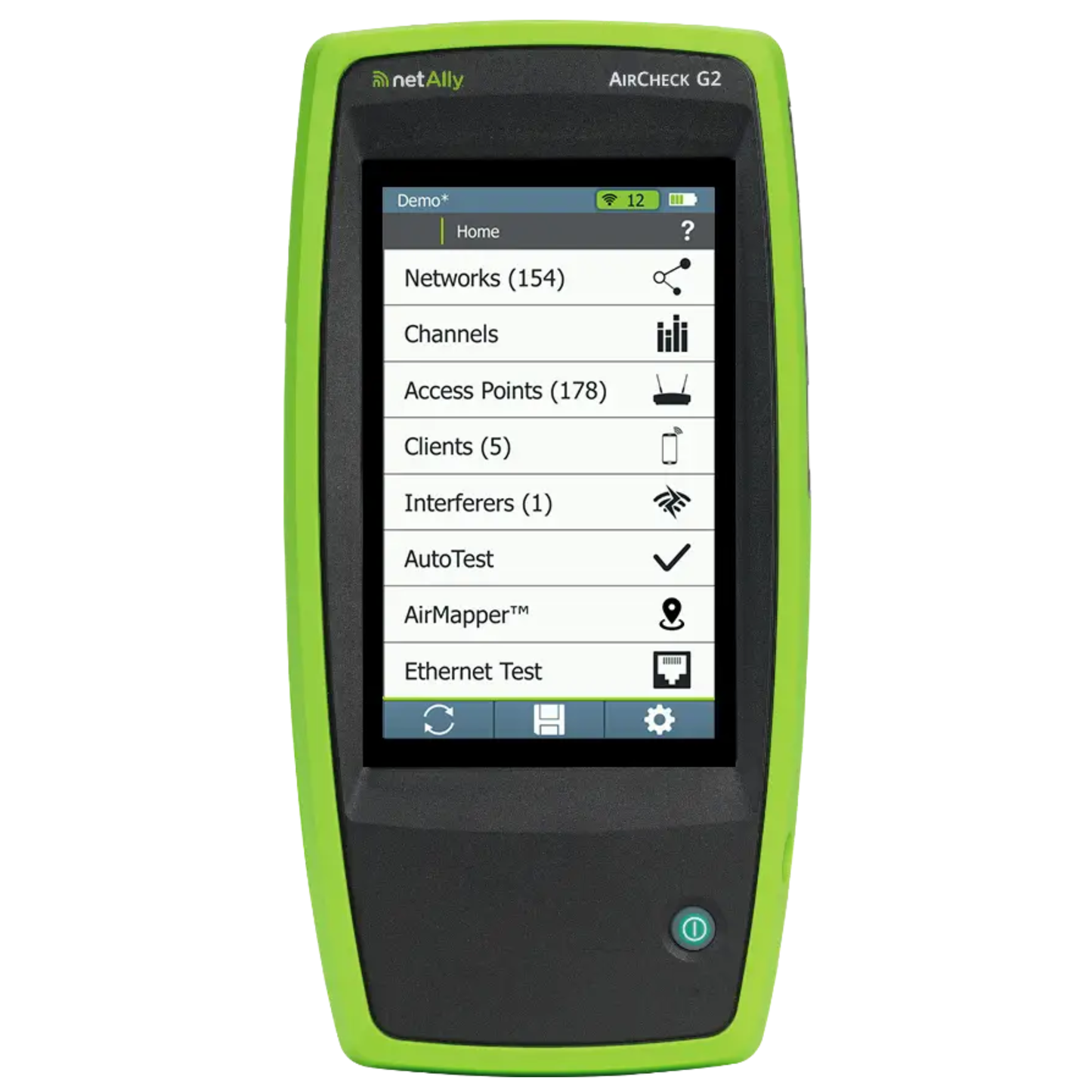 netAlly AirCheck G2 wireless tester for professional Wi-Fi network analysis and troubleshooting.